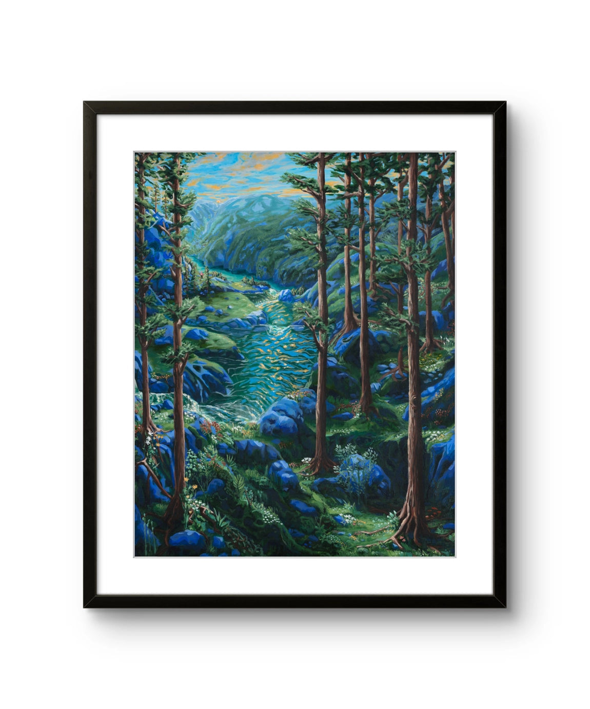 Kunsttrykket "Røtter i fjell og fjord" har en størrelse på 75 x 60 cm