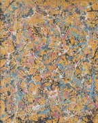 Detaljebilde av maleriet "Safran Cassette" laget med teknikken action painting