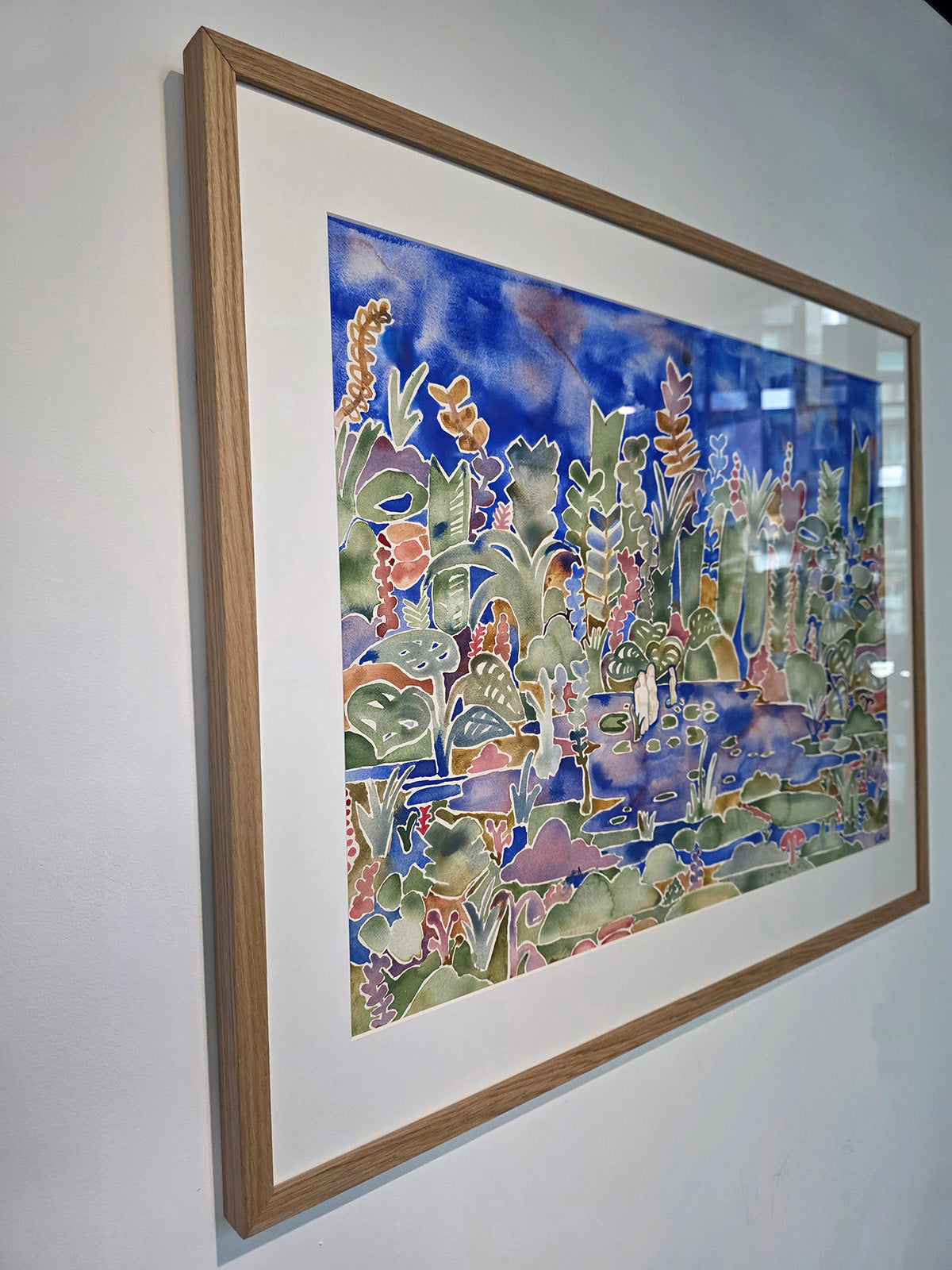 Maleriet "Shadows learning to bloom" kommer i størrelsen 91 x 72 cm