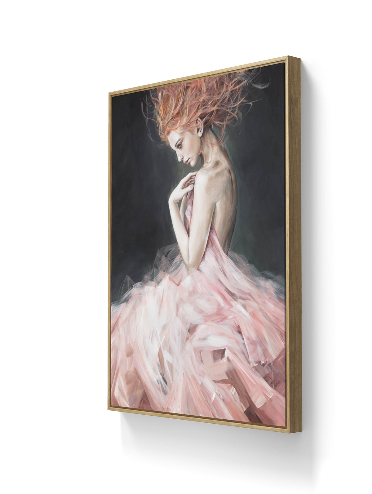 Maleriet "Sharpness in the air" leveres ferdig innrammet med en ramme av eik.