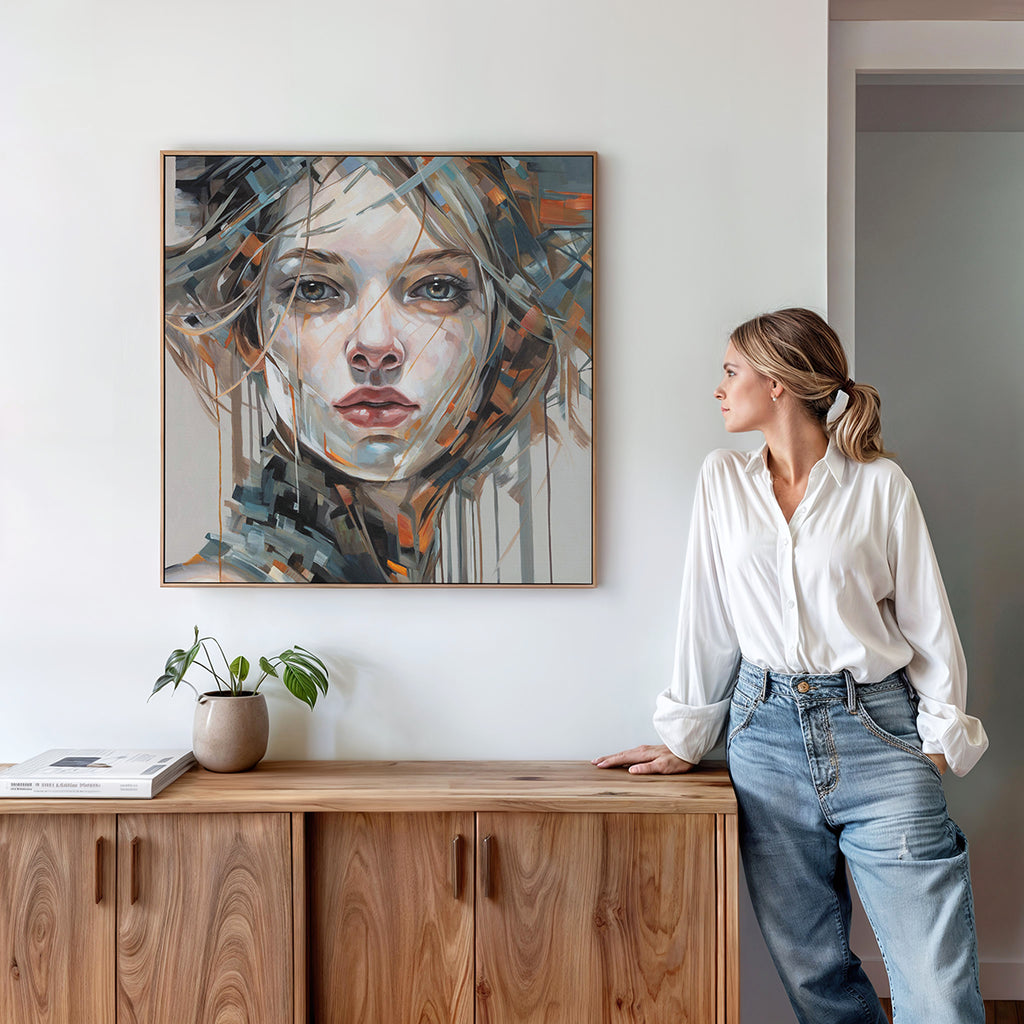 Maleriet "Silver lining" kommer i størrelsen 90 x 90 cm