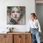 Maleriet "Silver lining" kommer i størrelsen 90 x 90 cm