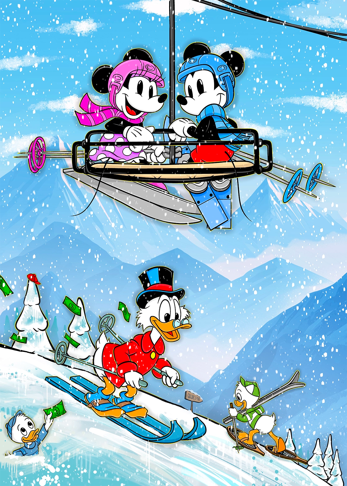 Detaljebilde av DGA kunsttrykket "Ski Holidays" av Salke1