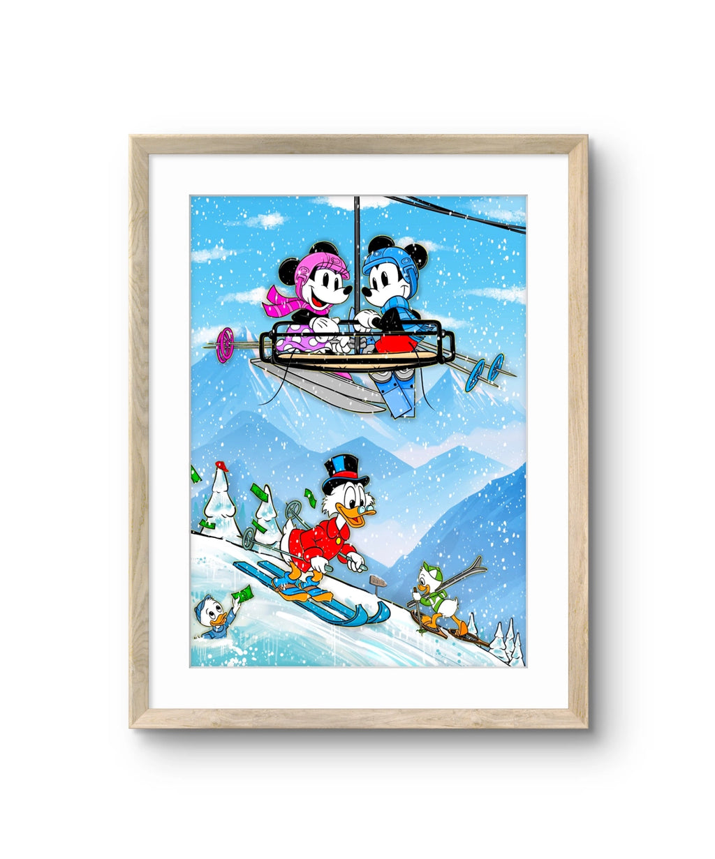 "Ski Holidays" av Salke1 innrammet med eikeramme. 