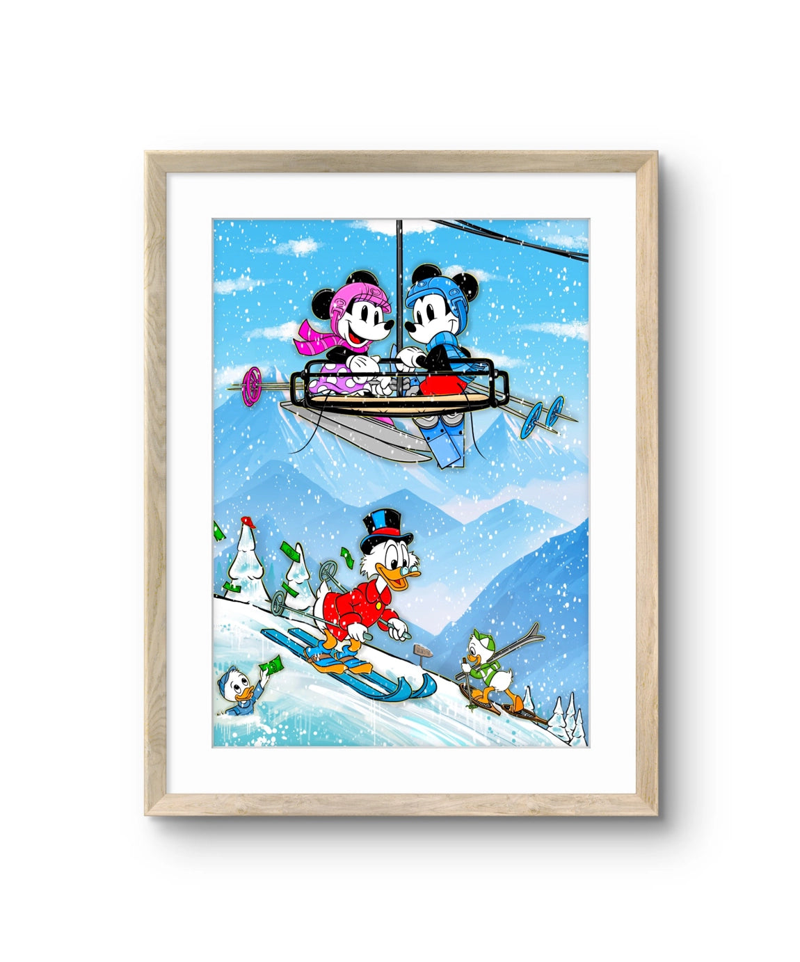 "Ski Holidays" av Salke1 innrammet med eikeramme. 