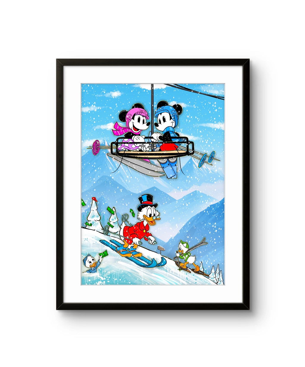 DGA kunsttrykket "Ski Holidays" av den norske graffitikunstneren Salke1, signert og nummerert i begrenset opplag. 