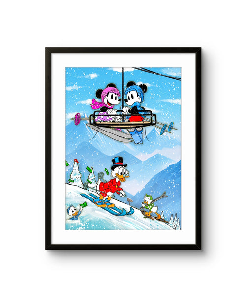 DGA kunsttrykket "Ski Holidays" av den norske graffitikunstneren Salke1, signert og nummerert i begrenset opplag. 