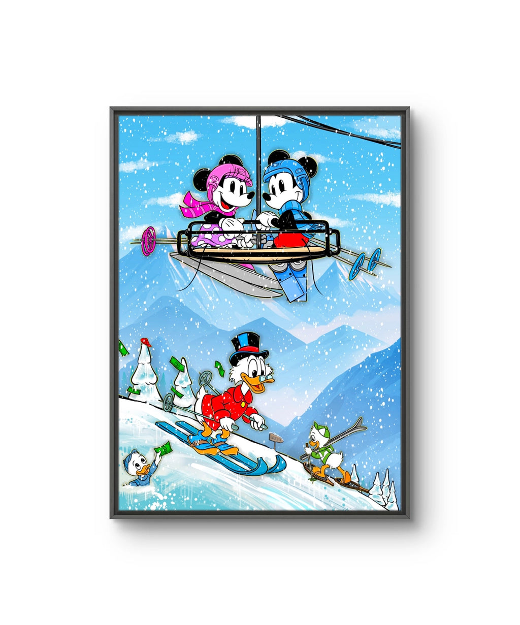 Kunsttrykket "Ski Holidays" av Salke1 på lerret. 