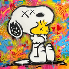 Detaljebilde av maleriet "Friends" av Salke1. 