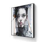 Kunsttrykket "Soul Glitch" på lerret leveres ferdig innrammet med en sort ramme. 