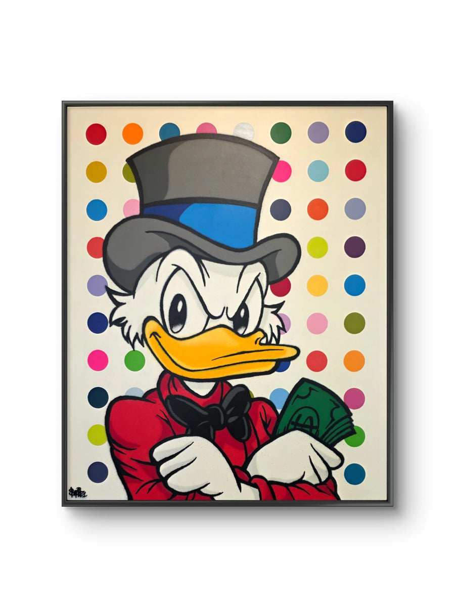 Kunstverket "Spot painting : Scrooge" av den norske graffitikunstneren Salke1.