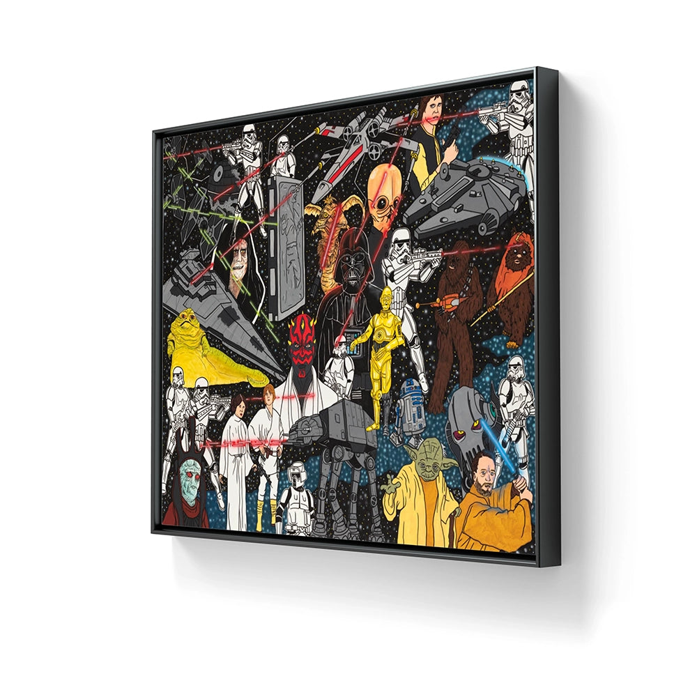 Star Wars av Pål Dailey på lerret leveres ferdig oppspent og leveres med en sort sveveramme. 