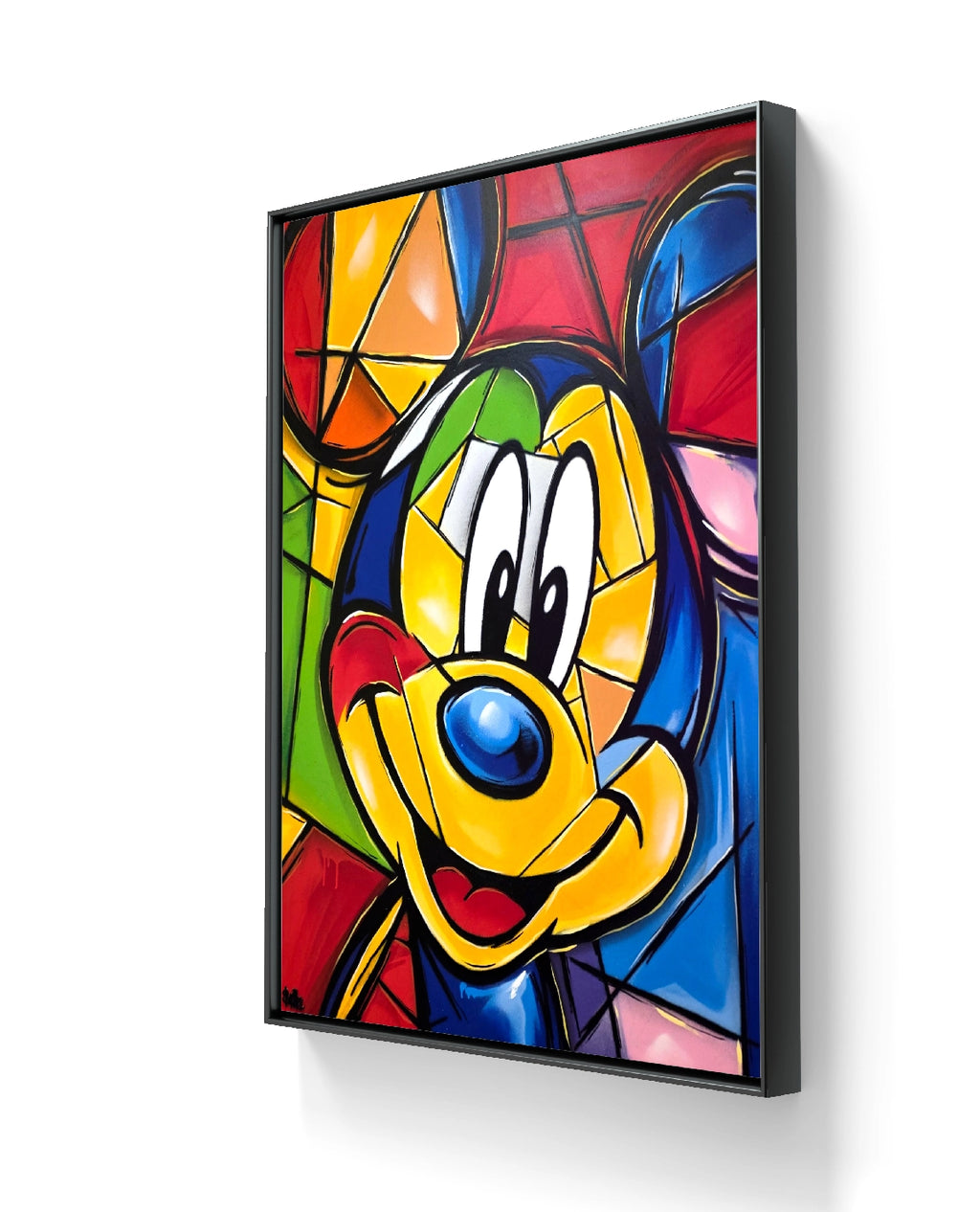 Kunstverket "Starry dreams" leveres ferdig innrammet med en sort ramme. 