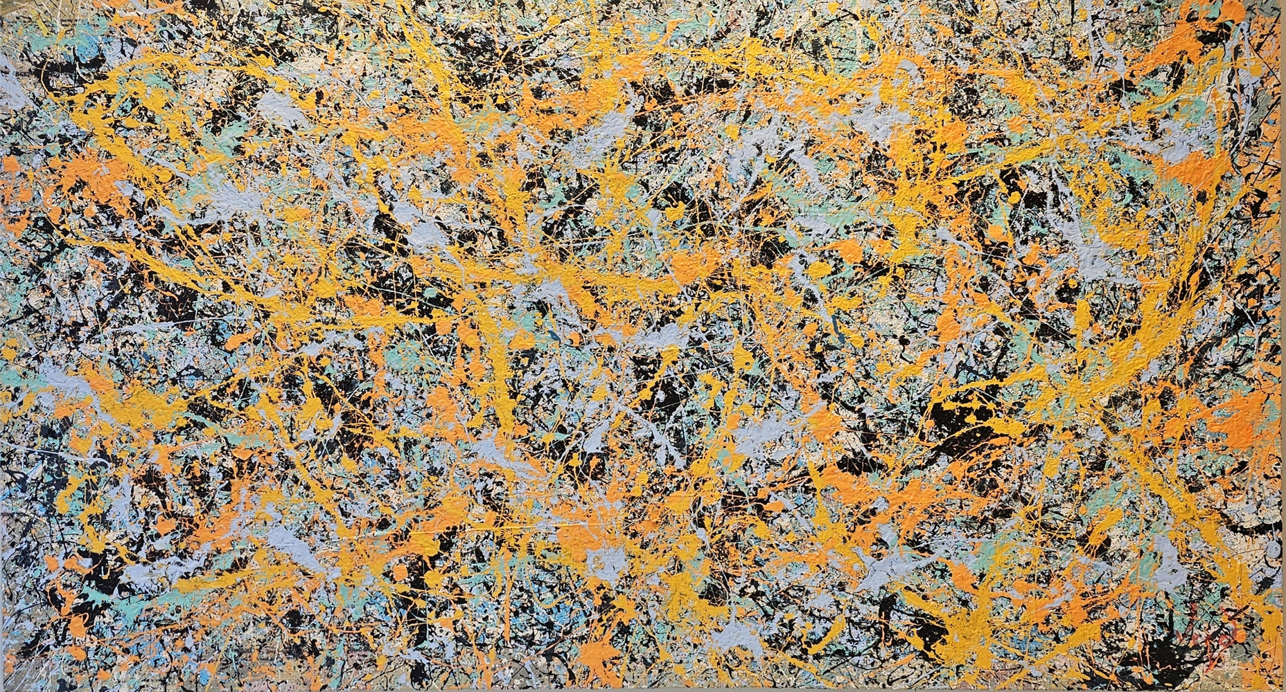 Detaljebilde av maleriet Surface of IO av Vegard Blomberg. 