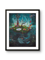 Fine art giclée trykket "Surveillance island" av den norske kunstneren Erik Bergan, signert og nummerert i et begrenset opplag.