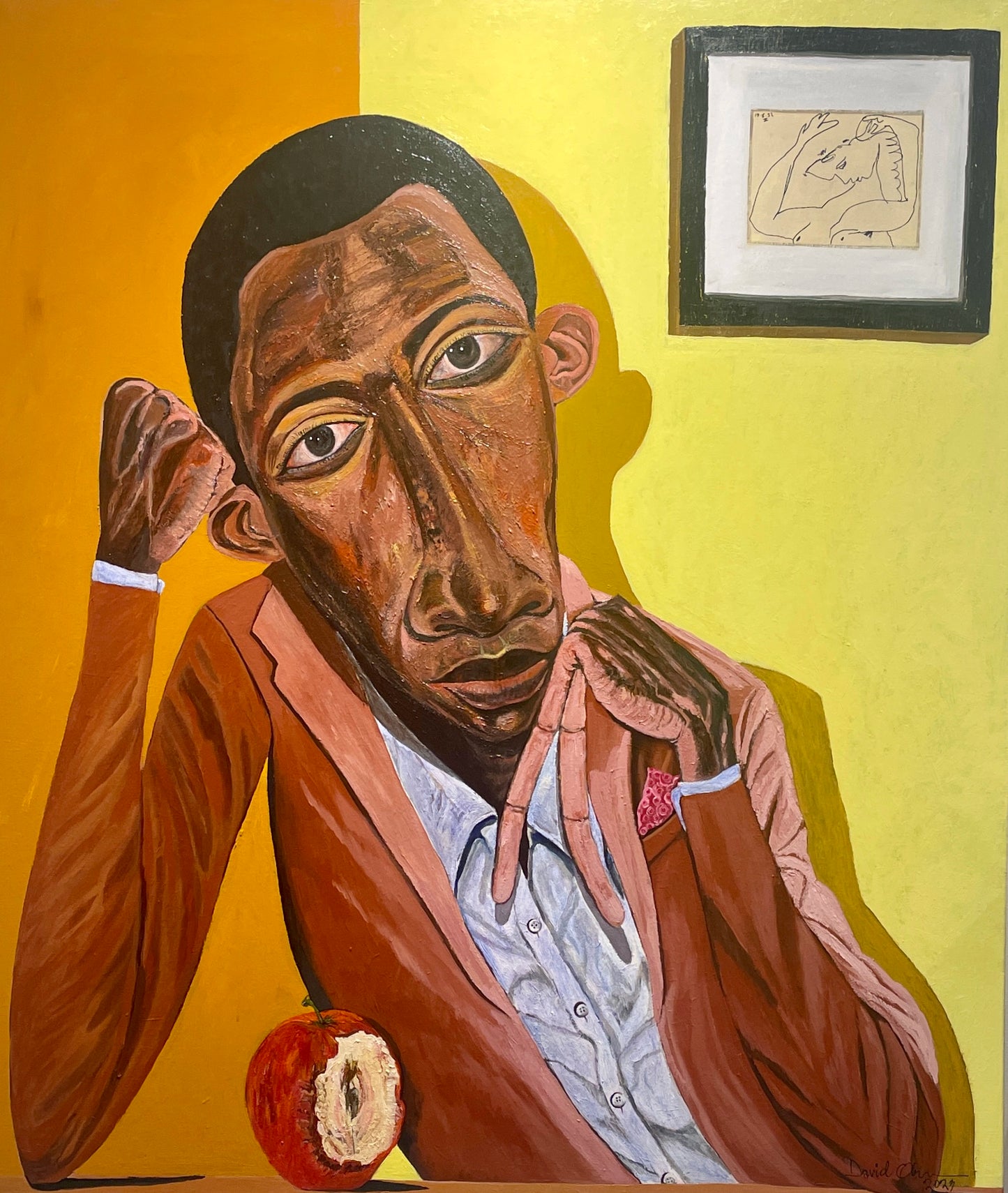 Maleriet "Man in his thoughts" av David Obi