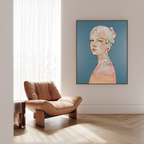 Kunsttrykket "Under overflaten" på lerret er håndkolorert av Lea Alstad.