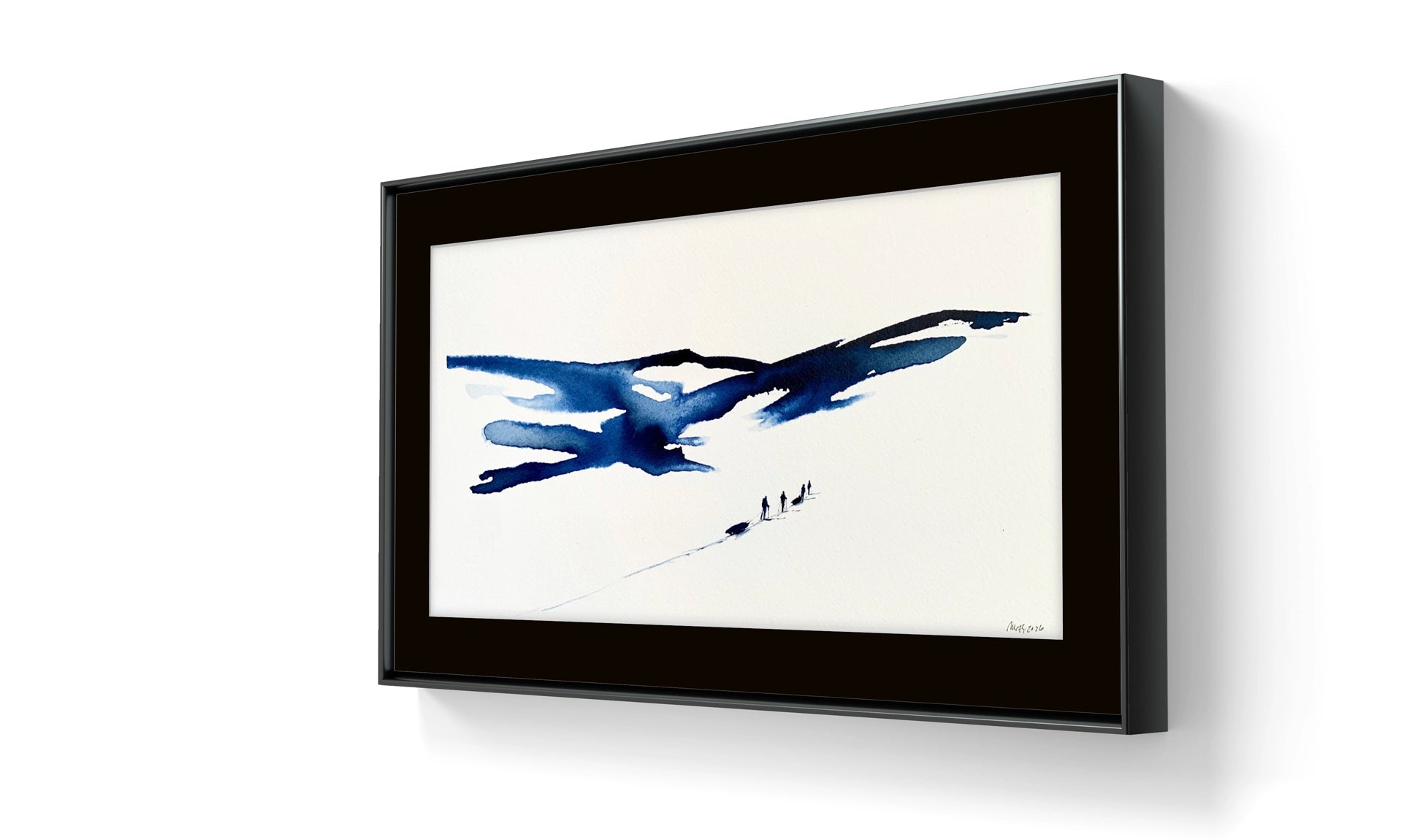 Kunstverket levers uten ramme. Send en e-post til post@m35.no eller legg ved en kommentar i bestillingen dersom du ønsker tilbud på innramming av "Underveis 10"