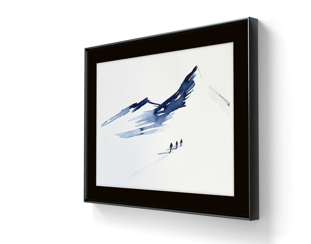 Kunstverket "Underveis 12" leveres ferdig innrammet. Innrammingen er flytende, og har en sort list, sort bakpapp og kunstglass.