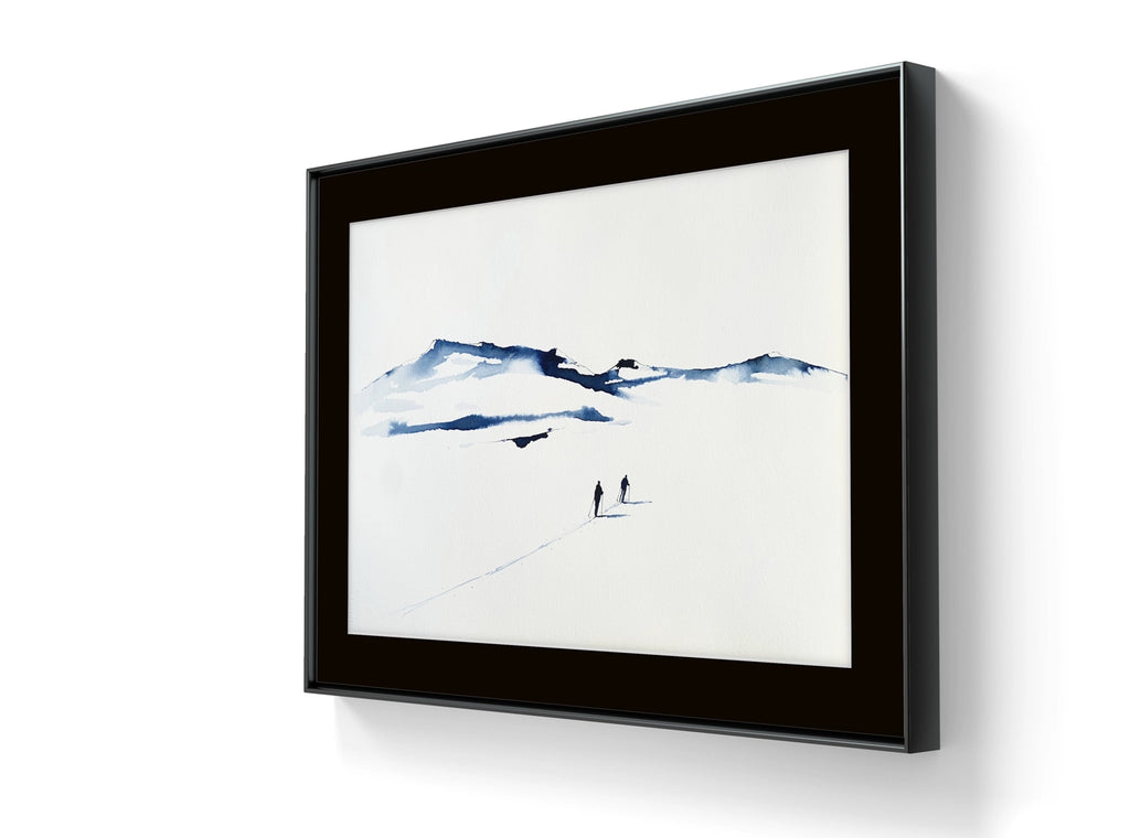 Kunstverket "Underveis 29" leveres ferdig innrammet. Innrammingen er flytende, og har en sort list, sort bakpapp og kunstglass.