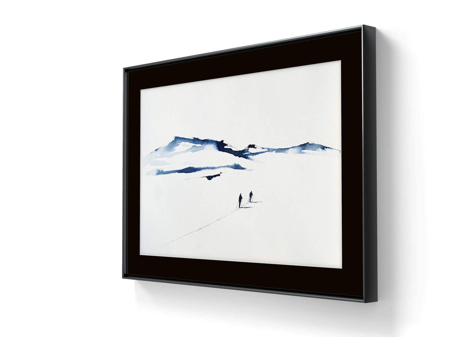 Kunstverket "Underveis 29" leveres ferdig innrammet. Innrammingen er flytende, og har en sort list, sort bakpapp og kunstglass.