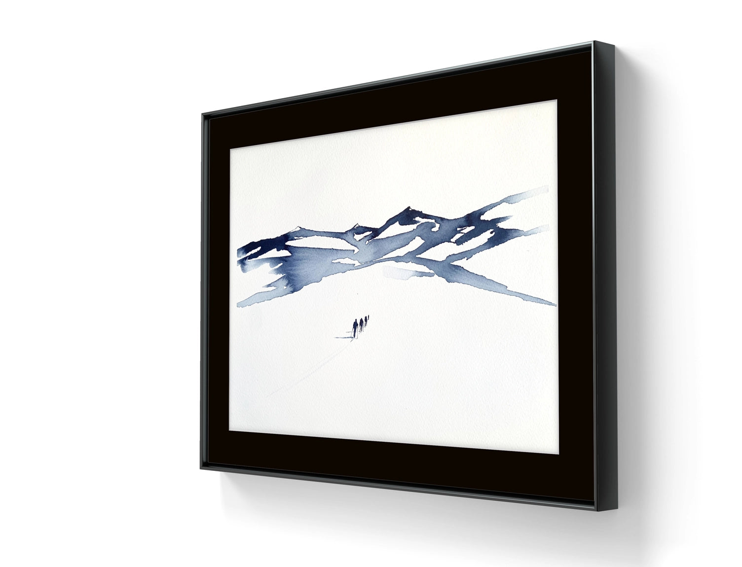 Kunstverket "Underveis 31" leveres ferdig innrammet. Innrammingen er flytende, og har en sort list, sort bakpapp og kunstglass.