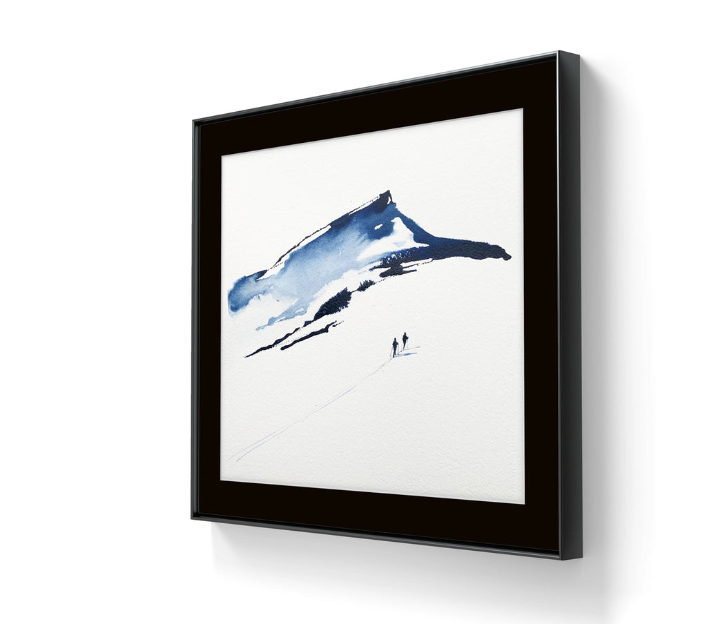 Kunstverket "Underveis 35" leveres ferdig innrammet. Innrammingen er flytende, og har en sort list, sort bakpapp og kunstglass.