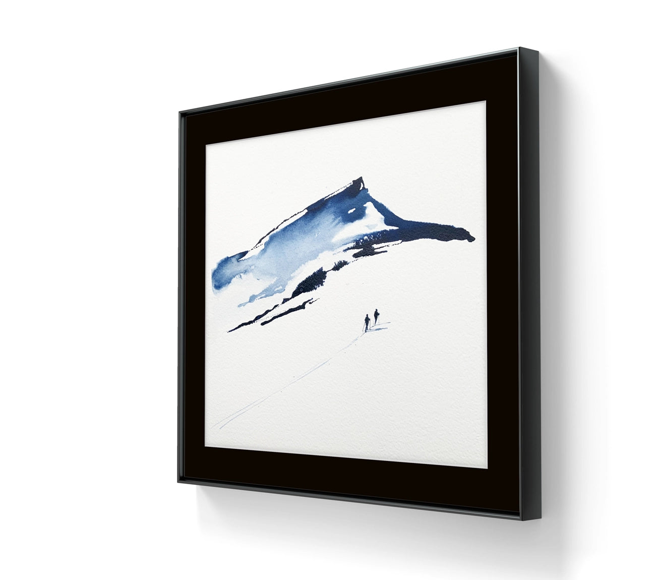 Kunstverket "Underveis 35" leveres ferdig innrammet. Innrammingen er flytende, og har en sort list, sort bakpapp og kunstglass.