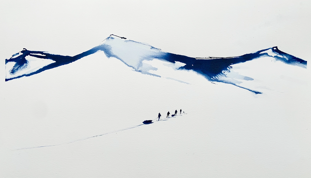 Detaljebilde av maleriet "Underveis 37" av Mona Eckhoff