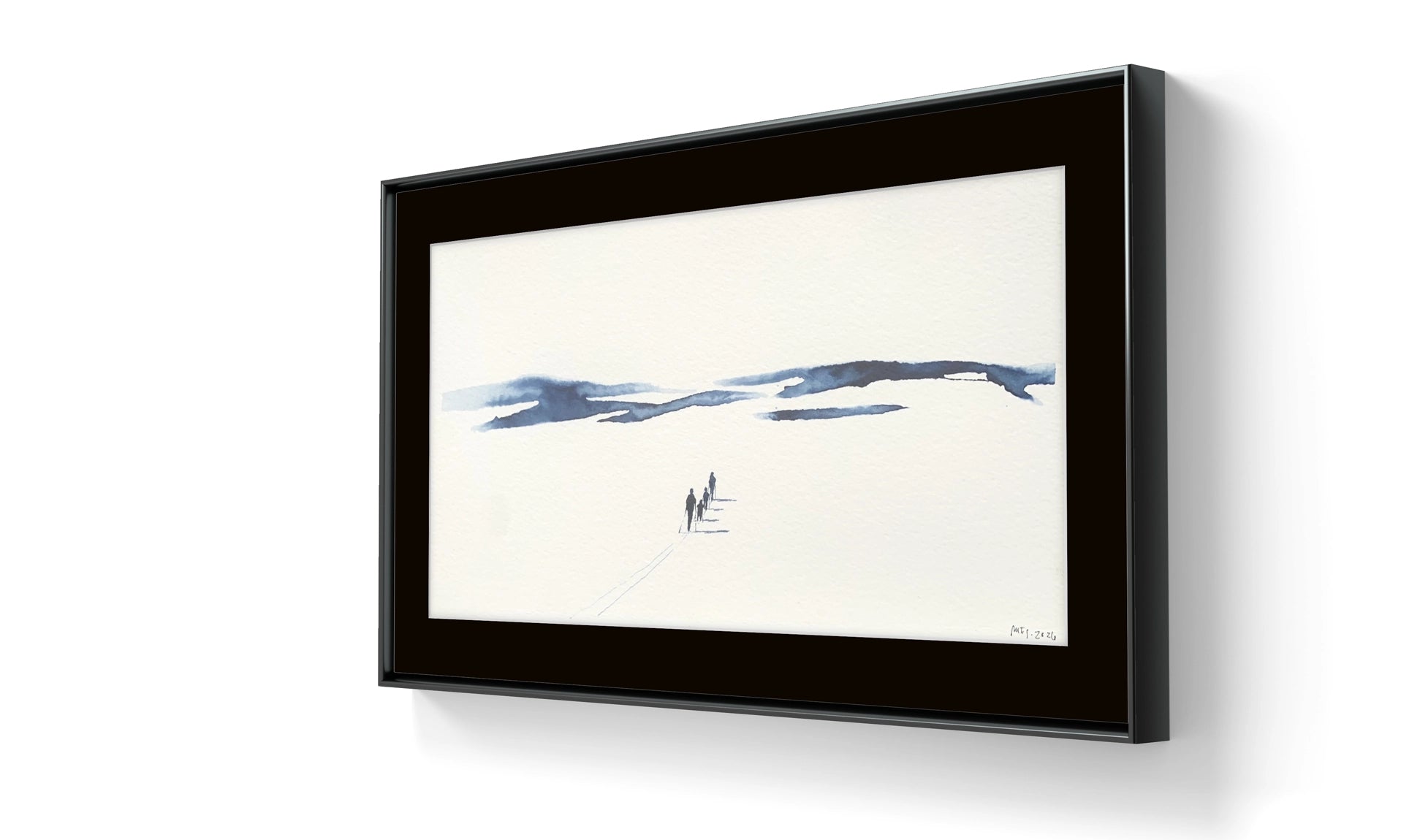 Kunstverket levers uten ramme. Send en e-post til post@m35.no eller legg ved en kommentar i bestillingen dersom du ønsker tilbud på innramming av "Underveis 38"