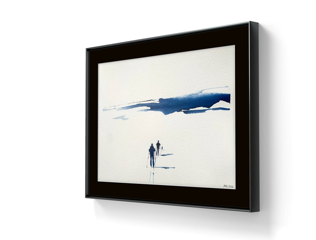 Kunstverket levers uten ramme. Send en e-post til post@m35.no eller legg ved en kommentar i bestillingen dersom du ønsker tilbud på innramming av "Underveis 39"