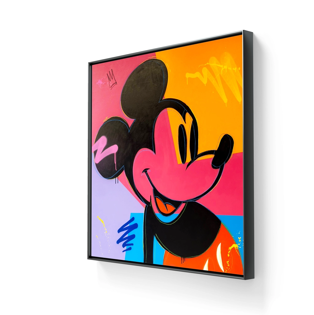 Warhol Mickey leveres ferdig innrammet med sort sveveramme