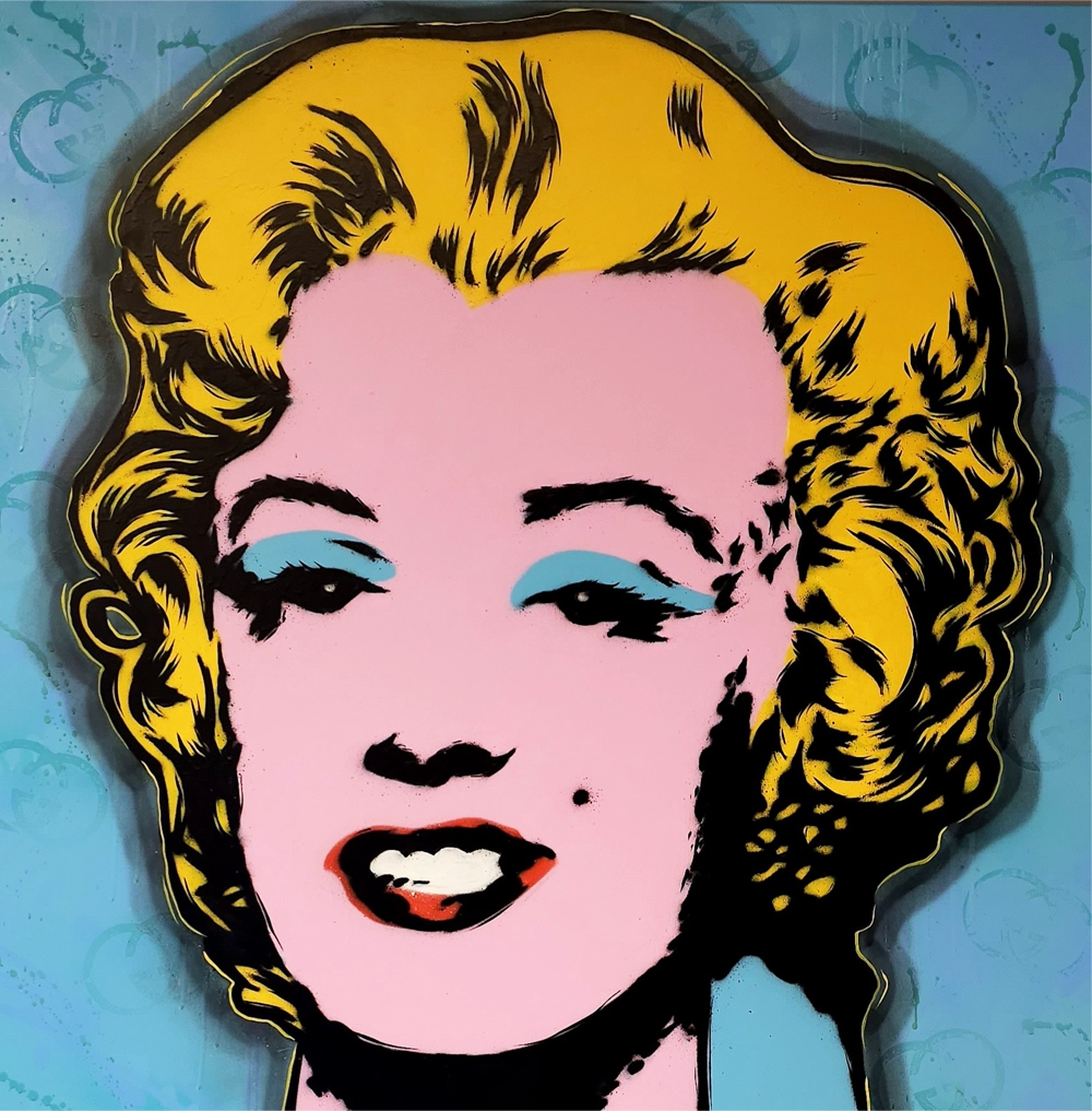 Detaljebilde av Warhol Marilyn, blå, av den norske kunsteren Salke1.
