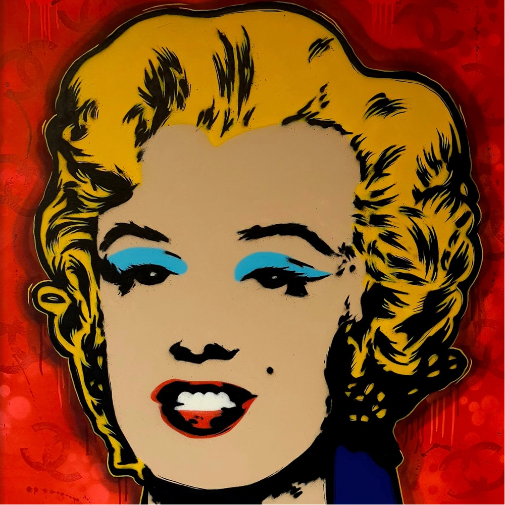 Detaljebilde av kunstverket "Warhol Marilyn, red" av den norske kunsteren Salke1