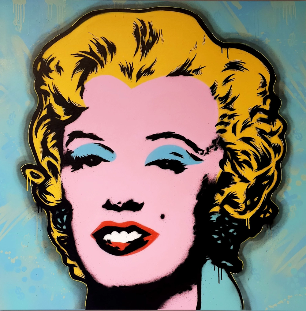 Detaljebilde av kunstverket Warhol Marilyn av den norske kunstneren Salke1.