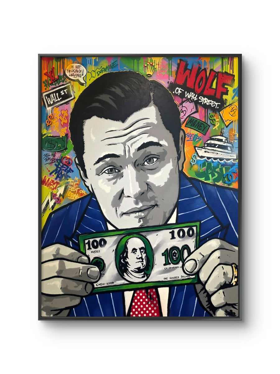 Kunstverket "Wolf of wallstreet" av den norske graffitikunstneren Salke1.