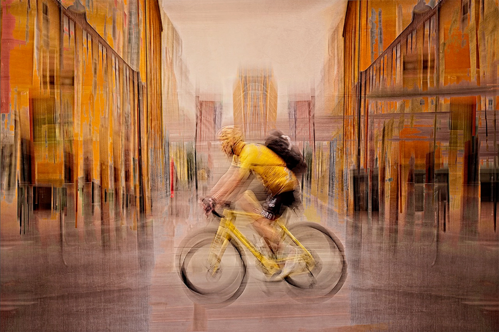Detaljebilde av fotokunsttrykket "Yellow Jersey" av fotografen Douglas Carr