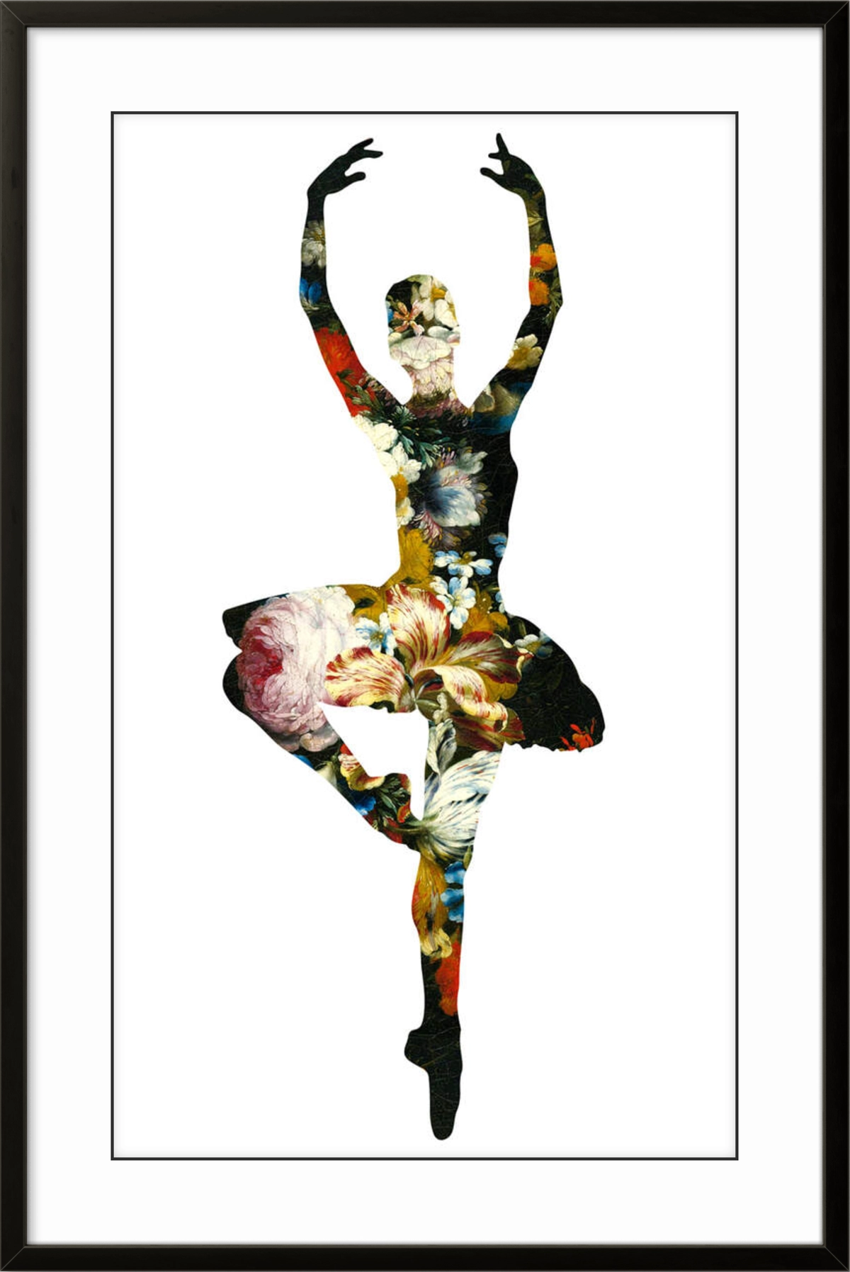 Kunsttrykket "En dedans pirouette avec de fleurs" leveres uten ramme. Men vi bistår deg gjerne, send e-post til post@m35.no