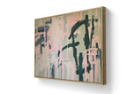 Maleriet "Among the threes" leveres ferdig innrammet med en ramme av eik. 