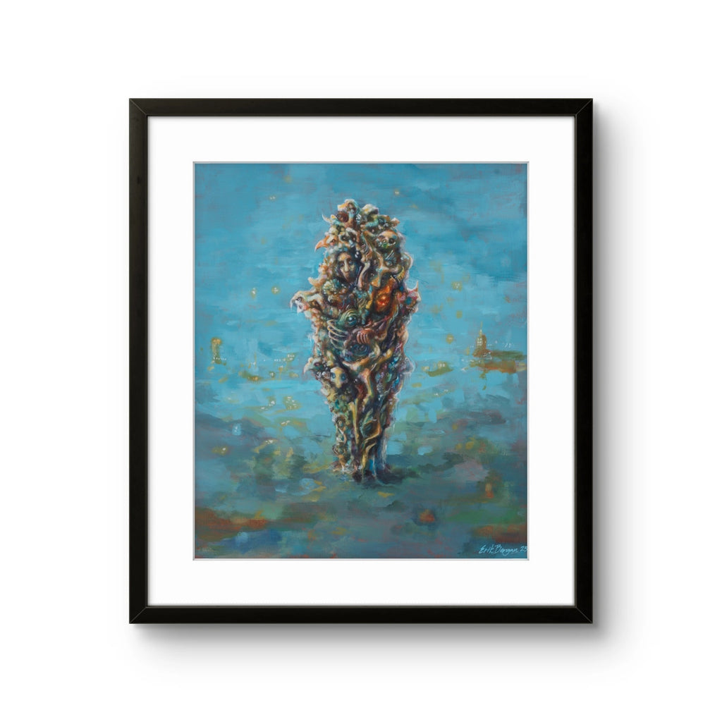 Fine art giclée trykket "Angst" av den norske kunstneren Erik Bergan, signert og nummerert i et begrenset opplag.