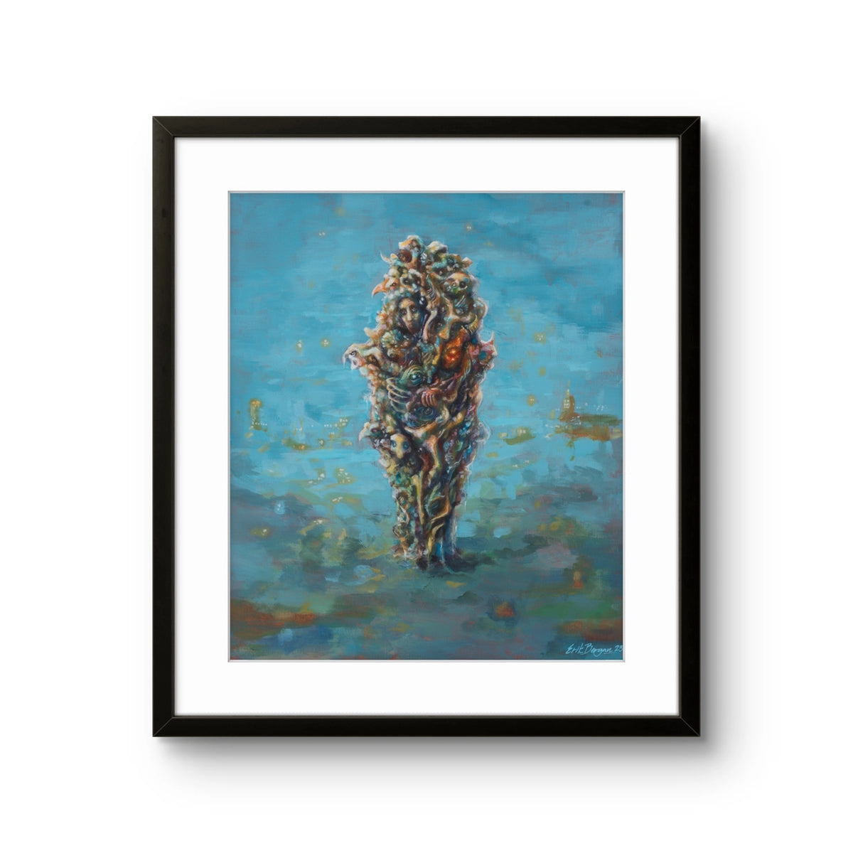 Fine art giclée trykket "Angst" av den norske kunstneren Erik Bergan, signert og nummerert i et begrenset opplag.