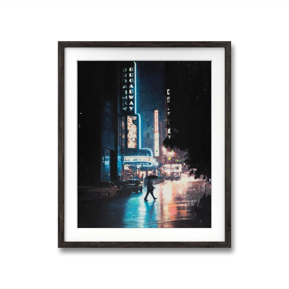 Kunstverket Broadway kan fås innrammet av profesjonell rammemaker som galleri M35 samarbeider med. 