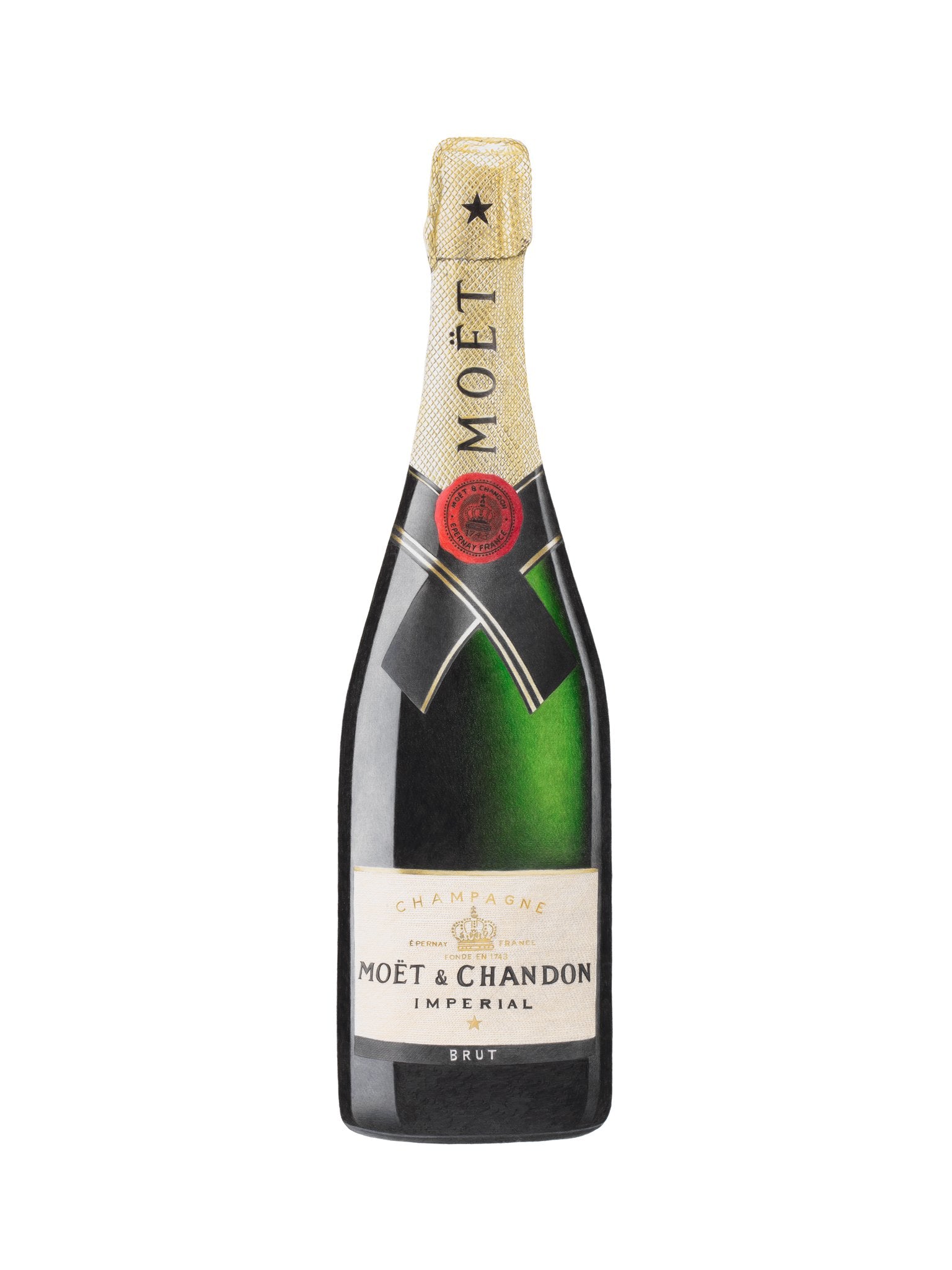 Champagne trykk er basert på et kunstverk som er tegnet for hånd med blyant. 