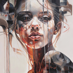 Detaljebilde av maleriet "Do my thing" av Laila Maria Mæland.