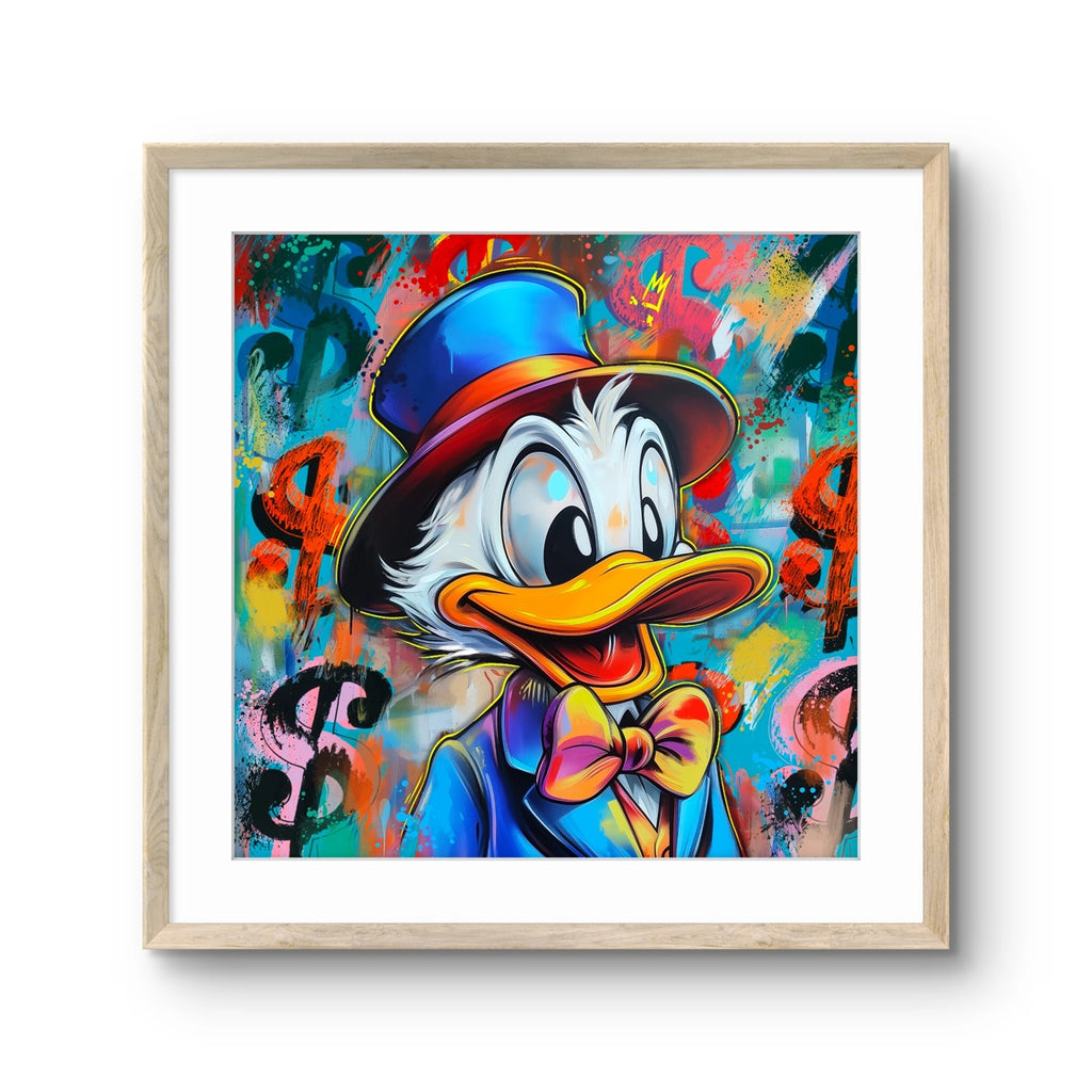 Kunsttrykket "Dollar duck" kommer i en størrelse på kunstpapir. 