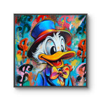 Kunsttrykket "Dollar duck" kommer i en versjon på lerret. 