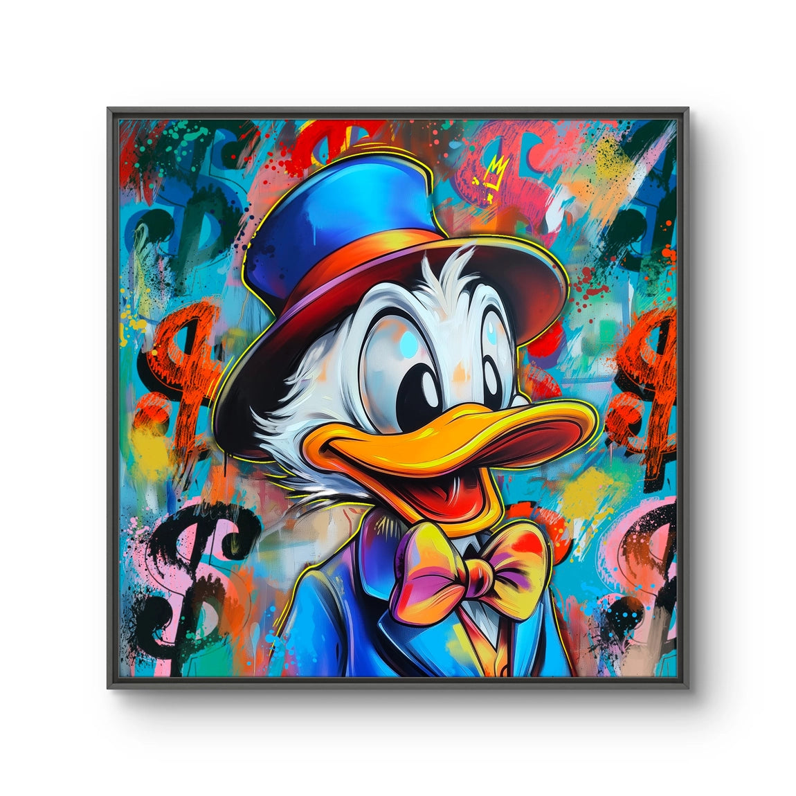 Kunsttrykket "Dollar duck" kommer i en versjon på lerret. 