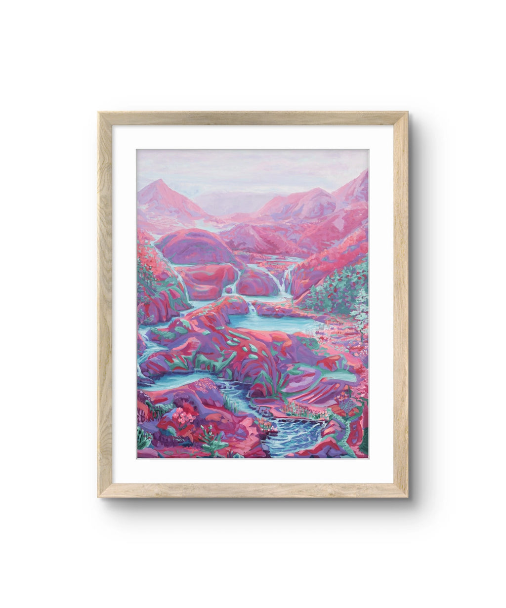 Fine art giclée trykket "Elveløpet" av den norske kunstneren Sebastian Slotte, signert og nummeret i et begrenset opplag