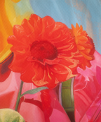 Maren Morstad har mange detaljer i maleriet "Flowernaut"