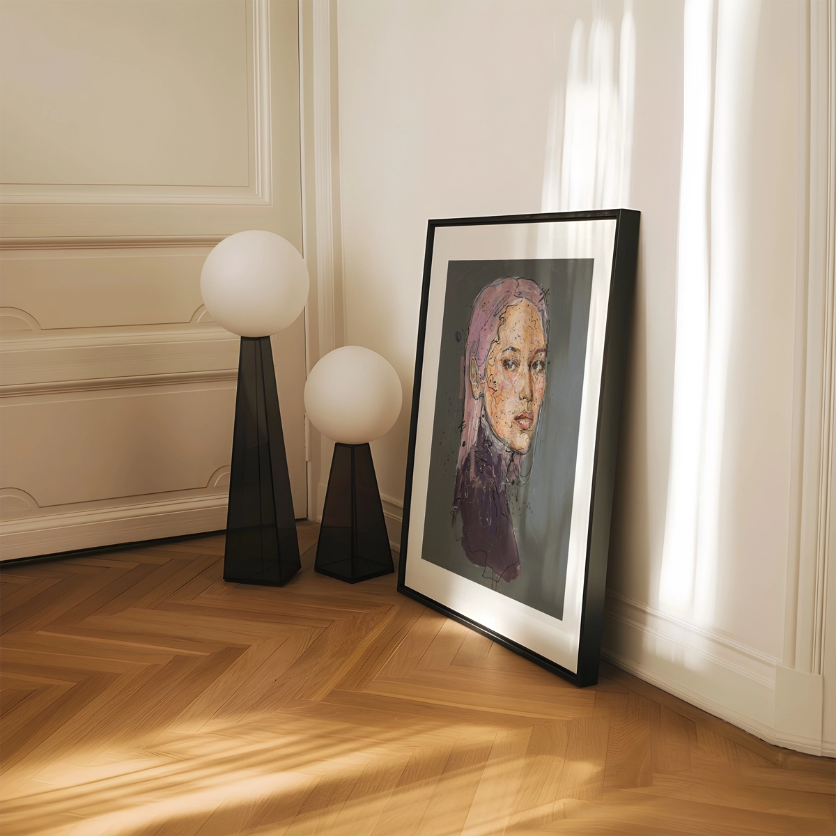 Forest innrammet med en sort ramme med hvit passepartout. 